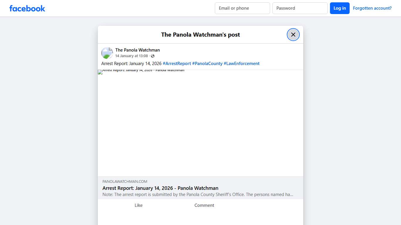 Arrest Report: January 14, 2026... - The Panola Watchman Facebook